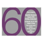 Big 6-0 Party Invitations, Gray/Purple invitations