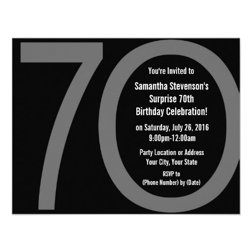 Big 7-0 Birthday Party Invitations (front side)