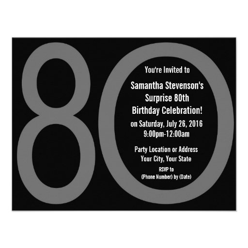 Big 8-0 Birthday Party Invitations (front side)