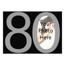 Big 8-0 Photo Birthday Party Invitations