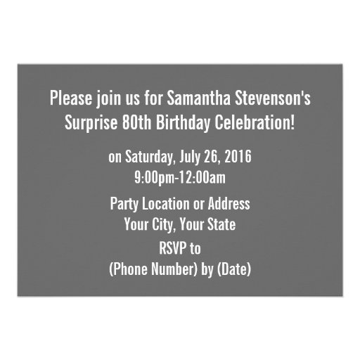 Big 8-0 Photo Birthday Party Invitations