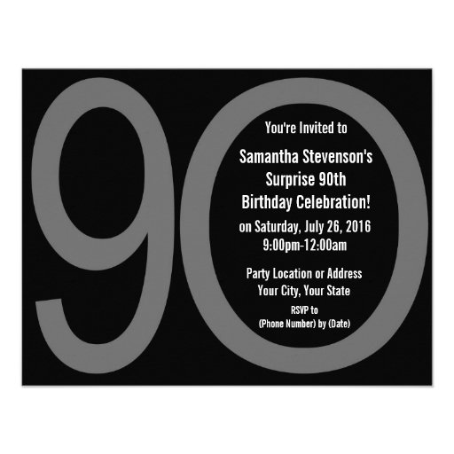 Big 9-0 Birthday Party Invitations (front side)