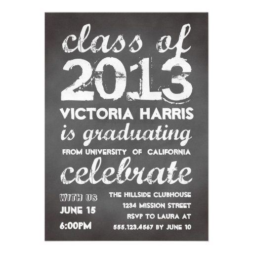 Big and bold gray chalkboard typography modern custom invite (front side)