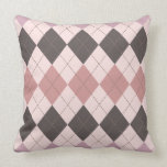 Big Argyle Pink & Brown Preppy Throw Pillow