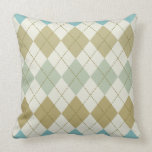 Big Argyle Sage & Tan Preppy Throw Pillow