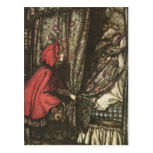 Big Bad Wolf in Grandma's Bed Postcards