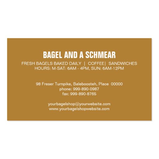 Big Bagels Business Card (back side)