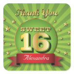 Big Bash Green Sweet 16 Thank You Sticker
