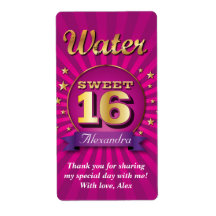 Big Bash Pink Sweet 16 Water Label
