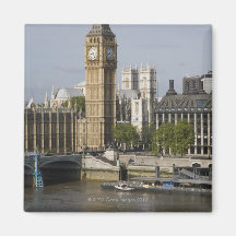 Big Ben and Thames River Refrigerator Magnets