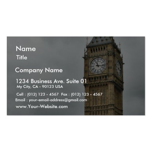 Big Ben And The Houses Of Parliament In London Business Card Template (front side)