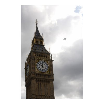 Big Ben Poster from Zazzle.com : tower clocks aircraft clouds big ben