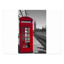 Big Ben Red Telephone box Post Card