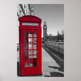 Big Ben Red Telephone box Poster