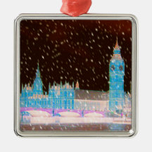 Big Ben Westminster Abbey London Red Skies Ornaments