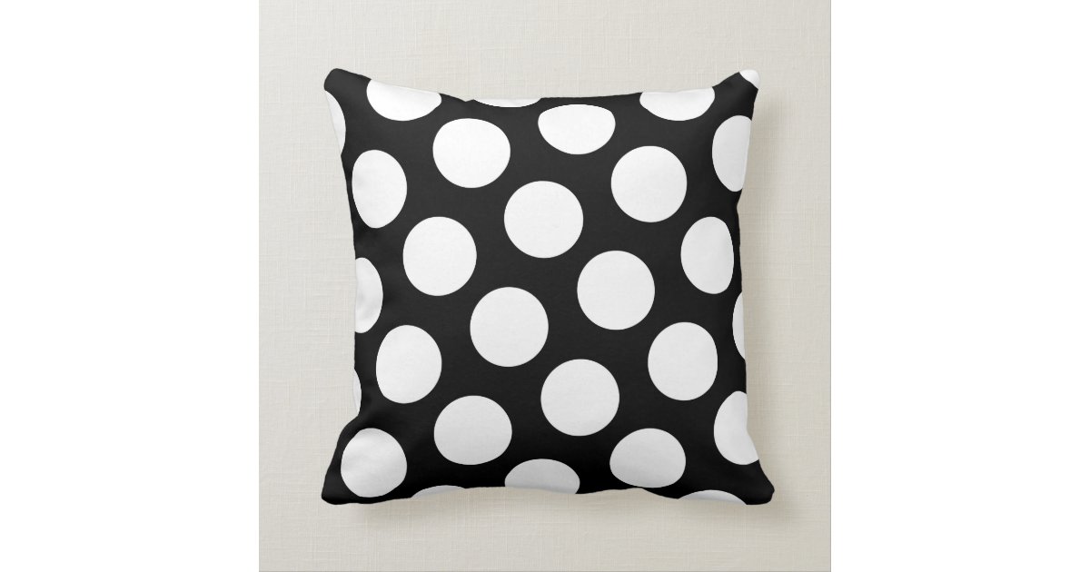 Big Black and White Polka Dots Throw Pillow Zazzle