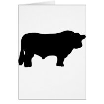 big black angus bull greeting cards