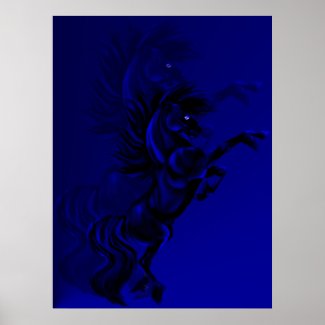 Big Black Stallion Shadowed Poster print