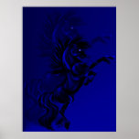 Big Black Stallion Shadowed Poster