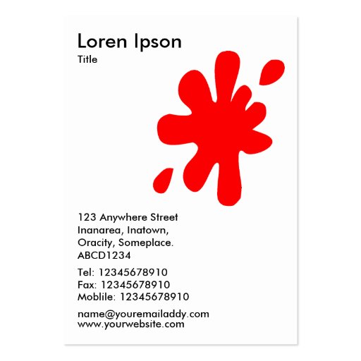 Big Blot - Red on White Business Card Templates (back side)