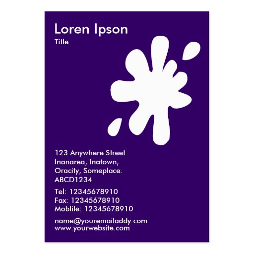 Big Blot - White on Deep Purple 330066 Business Card Templates (back side)