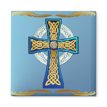 Big Blue Celtic Cross Magnet by Lotacats Big Blue Celtic Cross Magnet