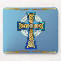 Big Blue Celtic Cross Mousepad