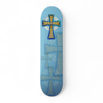 Big Blue Celtic Cross Skateboard