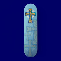 Big Blue Celtic Cross Skateboard