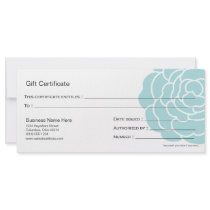 Big Blue Flower Gift Certificate Design 4 Custom Rack Card