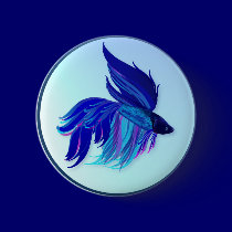 Big Blue Siamese Fighting Fish  Buttons buttons