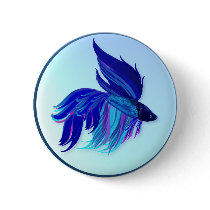 Big Blue Siamese Fighting Fish  Buttons