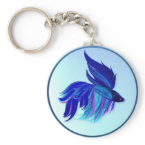 Big Blue Siamese Fighting Fish Keychains