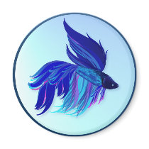 Big Blue Siamese Fighting Fish Magnets