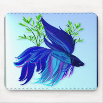 Big Blue Siamese Fighting Fish Mousepad