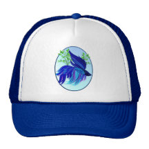 Big Blue Siamese Fighting Fish Oval Hats