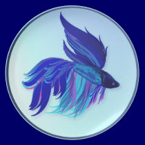 Big Blue Siamese Fighting Fish Plates plates