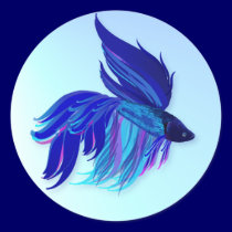 Big Blue Siamese Fighting Fish Stickers stickers