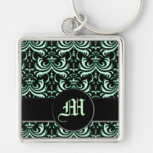 Big Bold Damask (Apple Green) Keychains