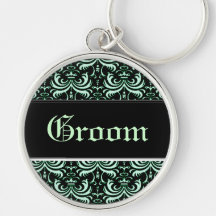 Big Bold Damask (Apple Green) (Wedding) Keychain