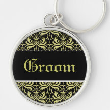 Big Bold Damask (Gold) (Wedding) Key Chains