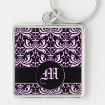 Big Bold Damask (Pink) Key Chain