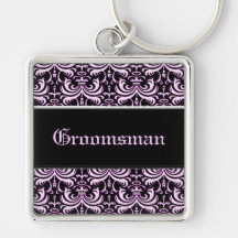 Big Bold Damask (Pink) (Wedding) Key Chains
