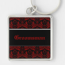Big Bold Damask (Red) (Wedding) Key Chain