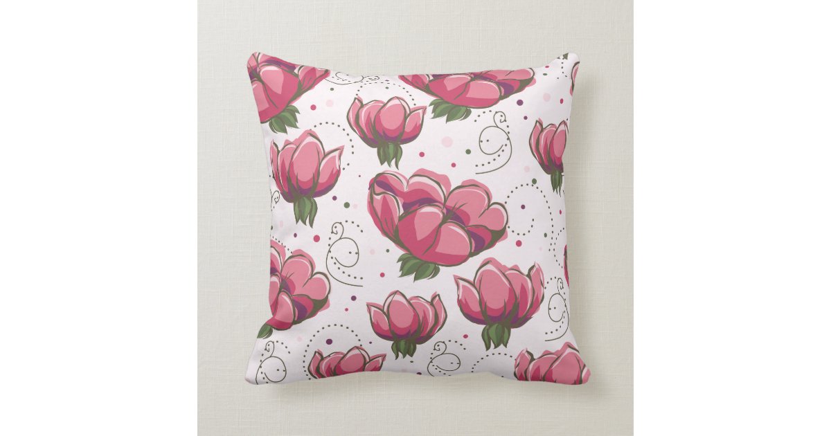 Big Bold Pink Fuchsia Floral Throw Pillow Zazzle