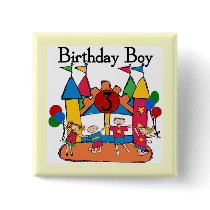 Big Bounce Boy 3rd Birthday T shirts and Gifts Button