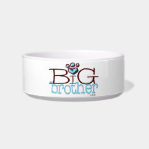 Big Brother Boy Cat Blue Paw Print Cat Food Bowl