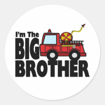 Big Brother Fire Truck Round Stickers