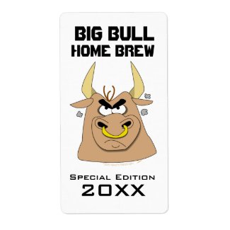 Big Bull Home Brew Beer or Wine Bottle Labels label