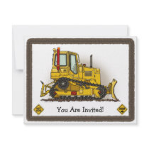 Big Bulldozer Dozer Kids Party Invitation